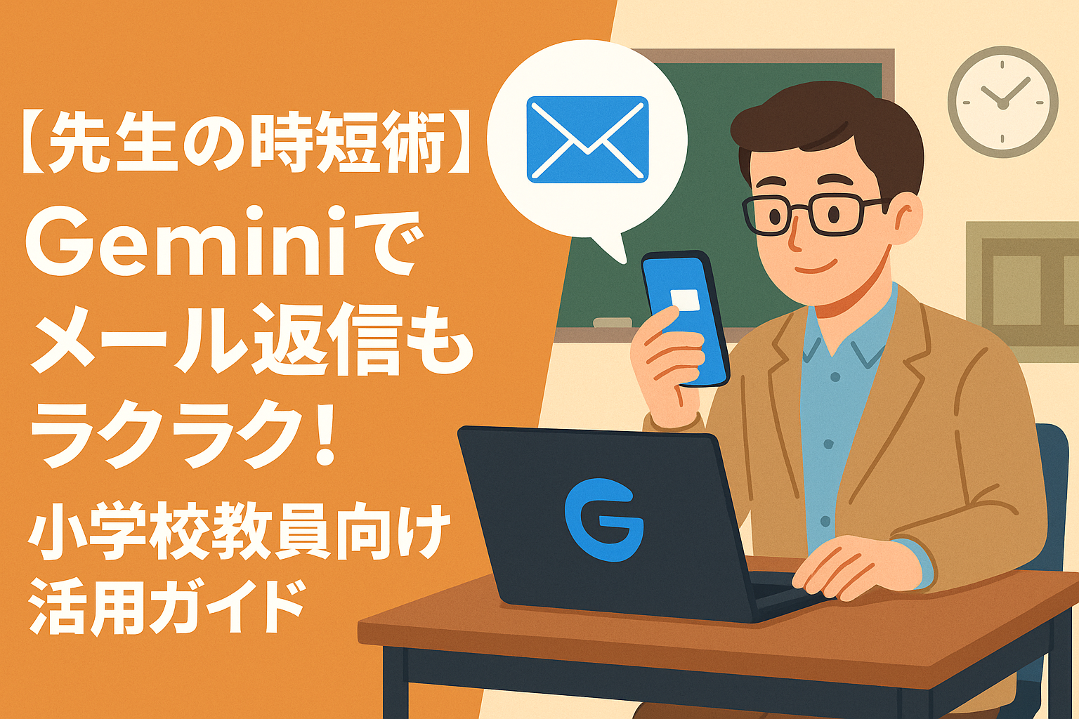 【先生の時短術】Geminiでメール返信もラクラク！小学校教員向け活用ガイド