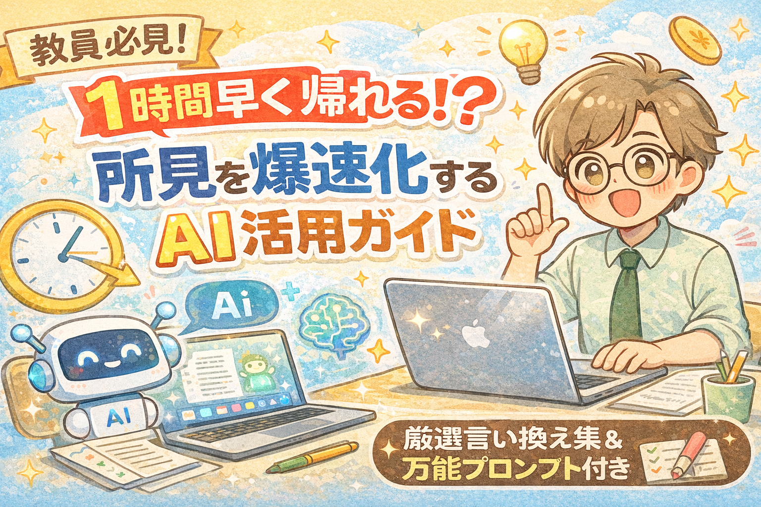 【所見作成をAIで爆速化】１時間早く帰れる言い換え集＆万能プロンプト公開