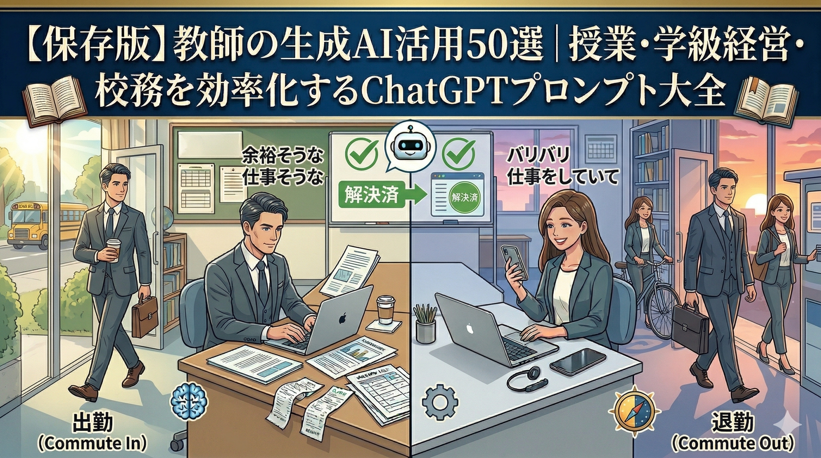 【保存版】教師の生成AI活用50選｜授業・学級経営・校務を効率化するChatGPTプロンプト大全