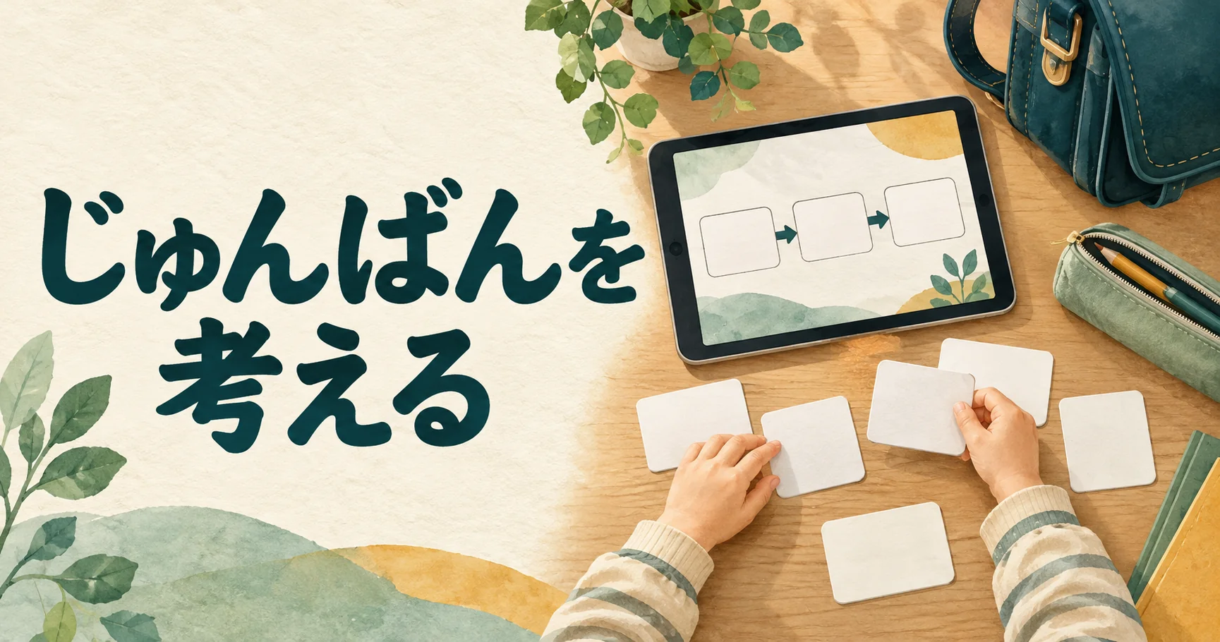 行動を順番に並べて考える授業のイラスト